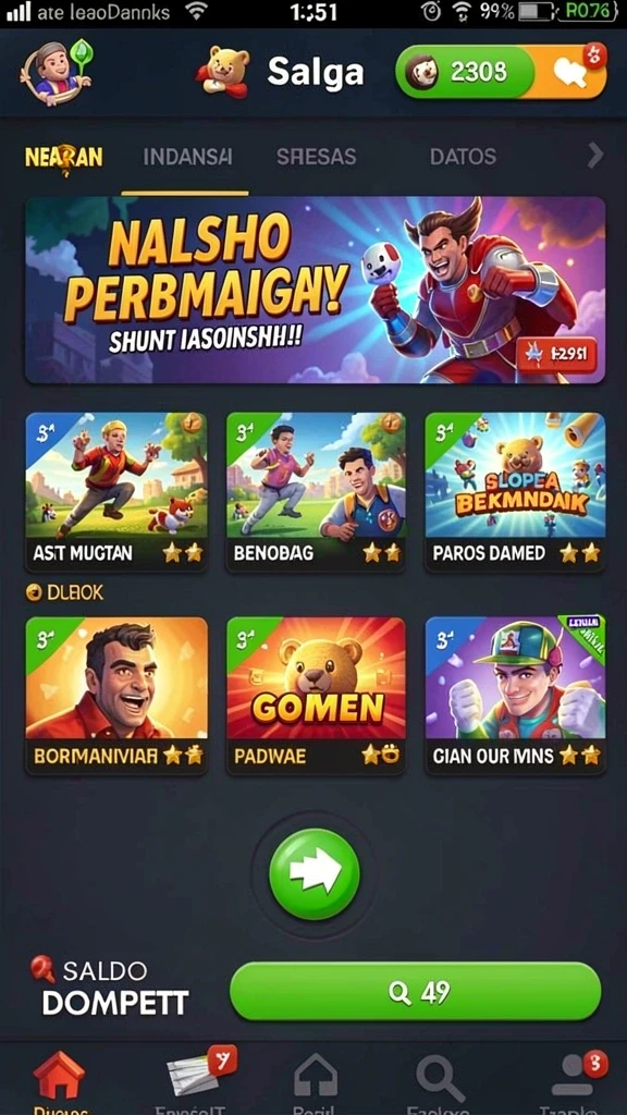 Beragam kategori permainan untuk dipilih.