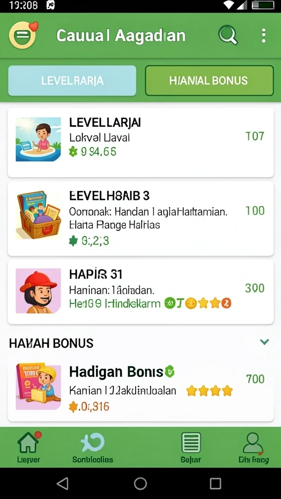 Sistem hadiah yang menarik untuk setiap pencapaian.