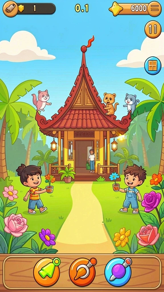 Tampilan level pertama yang mengasyikkan dan cerah.